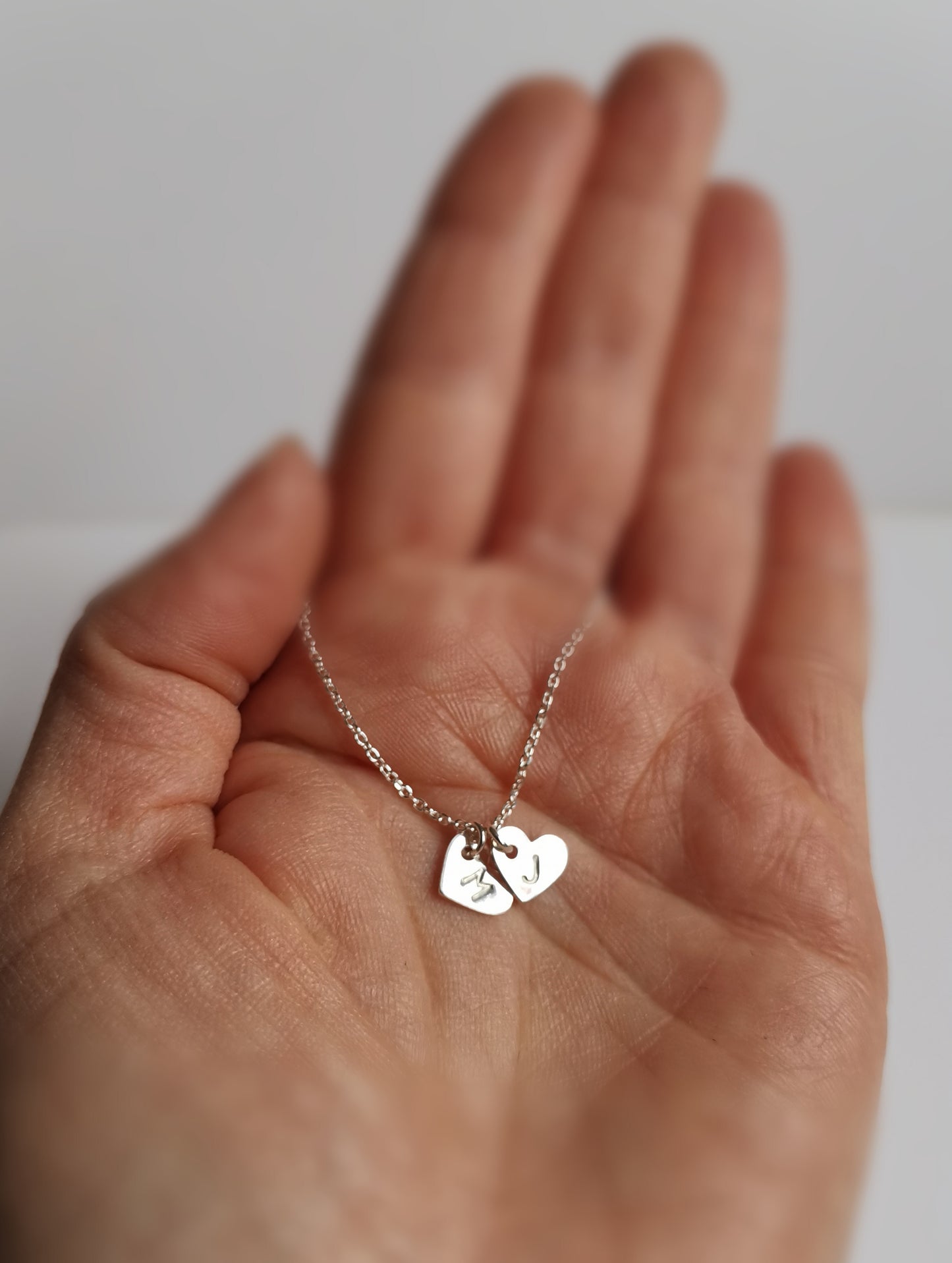 TINY STAMPED HEART INITIAL NECKLACE