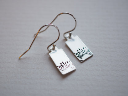 SILVER HAND STAMPED SUNRISE TAG EARRINGS