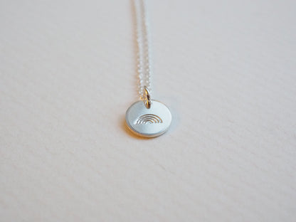 SILVER HAND STAMPED RAINBOW NECKLACE