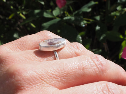 DENDRITIC AGATE STERLING SILVER RING SIZE UK M1/2