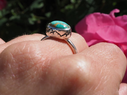 TURQUOISE AND STERLING SILVER RING SIZE UK N